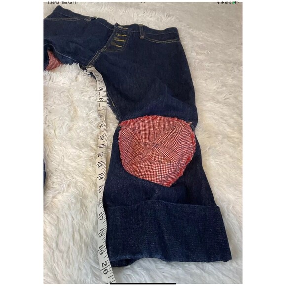 Christopher NEMETH Vintage Dark Denim Red Gingham Patchwork Cropped Jeans Small - Picture 8 of 9